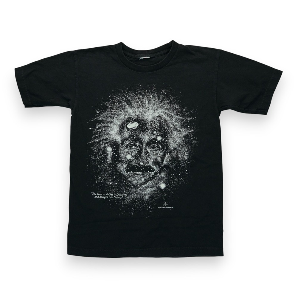 Vintage 1993 Albert Einstein Glow In The Dark Small T-Shirt Space Galaxy ~ Black